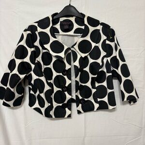Signature by Robbie Bee black and white polka dot cropped blazer jacket